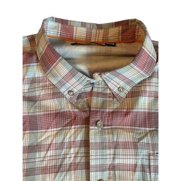 Red White Plaid Long Sleeve Button Down Shirt Men's Size XXL - Picture 2 of 7